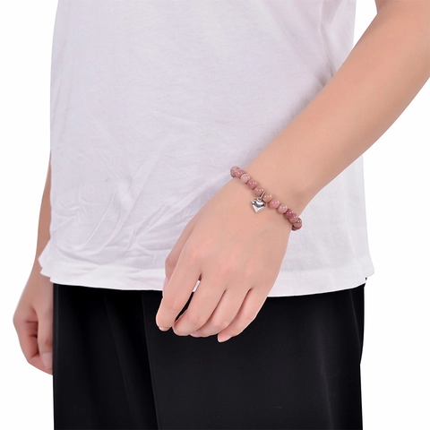 Pulsera De Cuentas De Piedra Natural Con Colgante De Corazón Joyería Curativa Elástica Regalo Mujer Tarjeta Inspiración