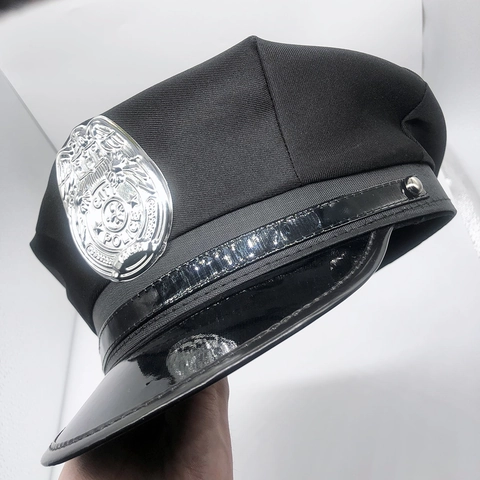 Europees-Amerikaanse Politie Muts Voor Dames Heren Zwart Blauw Platte Bovenkant Achthoekige Muts Halloween Cosplay Kostuum