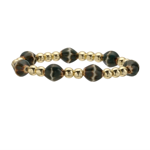 Bracelet À Perles Élastique Mode Perles En Céramique Losange Alliage Cuivre Style Rétro Bohème Bijoux Cadeau