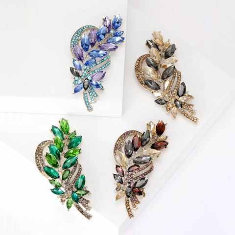 Spilla Elegante In Cristallo Di Spiga Di Grano Per Donne In Lega Di Strass Gioiello A Forma Di Foglia Accessorio