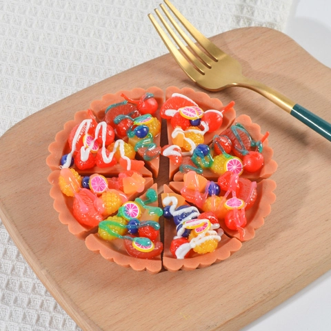 Portachiavi Simulazione Pizza Alla Frutta Crostata Realistica Resina PVC Cibo Miniatura Torta Ciondolo Borsa