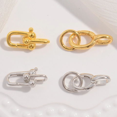 Chiusura In Argento Sterling 925 A Forma Di U Ferro Di Cavallo Connettore Ad Anello A Molla Per Creazione Gioielli