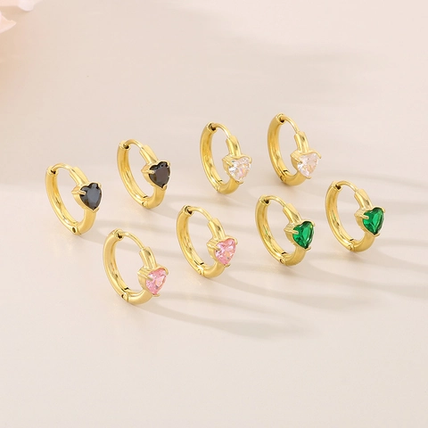 Hart Ring Oorbellen Roestvrij Staal Met Zirkonia Hartvormige Charm Retro Huggie Sieraden Mode Cadeau