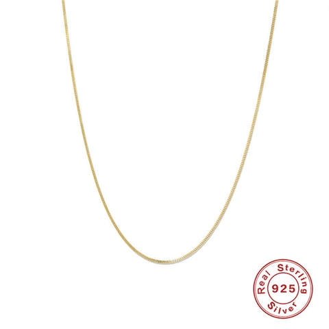 Minimalist 925 Sterling Silver Necklace Adjustable O-Chain Gold Plated Classic Fashion Jewelry For Women