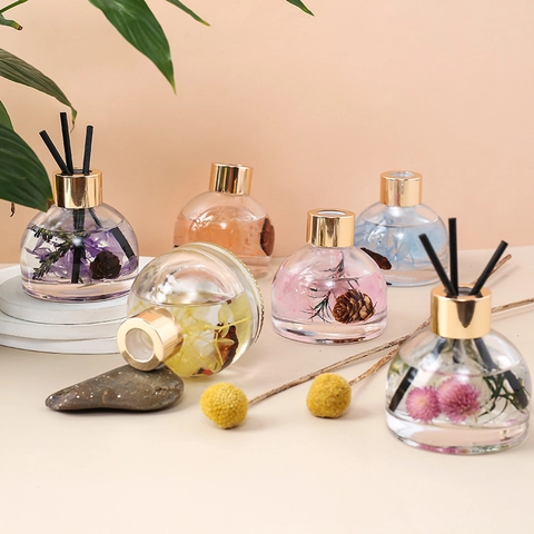 Reed Diffuser With Eternal Flowers Glass Bottle Essential Oil Air Freshener For Car Home Office Fragrance Odor Remover