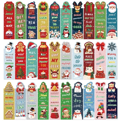 Segnalibri Di Natale Cartoni Animati Carta Carte Da Lettura Decorative Regali Per Feste Bambini E Studenti Babbo Natale Renna