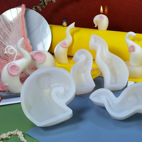 3D Animal Silicone Mold For DIY Scented Candle Handmade Soap Plaster Ornament Rabbit Swan Elephant Fish Crafting Tool