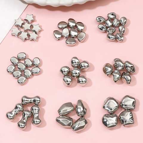 Perline Distanziatrici In Plastica CCB Metalliche Argentate Forma Irregolare A Croce Stella Per Creazione Di Gioielli Fai Da Te