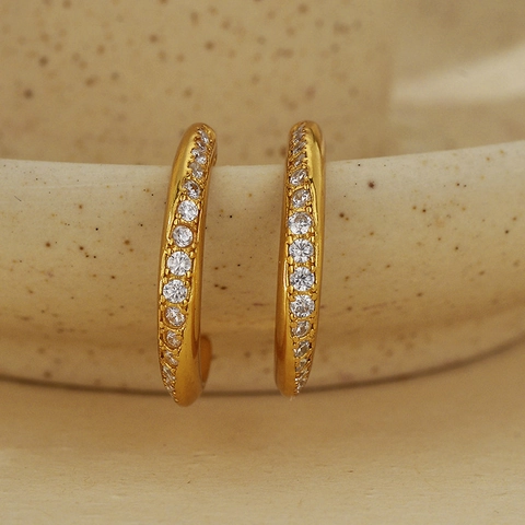 925 Sterling Silver C-Shaped Stud Earrings Micro Pave Cubic Zirconia Elegant Fashion Jewelry For Women