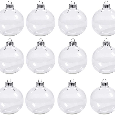 Klare Weihnachtskugeln Ornamente Befüllbare PET Kunststoff Rundkugeln Mit Silberkappe Für Feiertagsbaum Dekor DIY Party