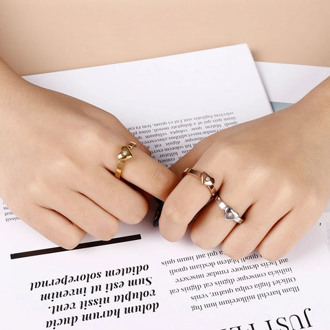 Herzring Edelstahl Zirkonia Minimalistischer Modeschmuck Valentinsgeschenk Für Frauen Elegantes Poliertes Finish