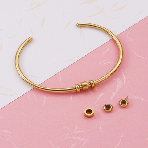 304 Stainless Steel 18K Gold Plated Spacer Beads Positioning Hole Beads For DIY Bracelet Necklace Jewelry Making Charms