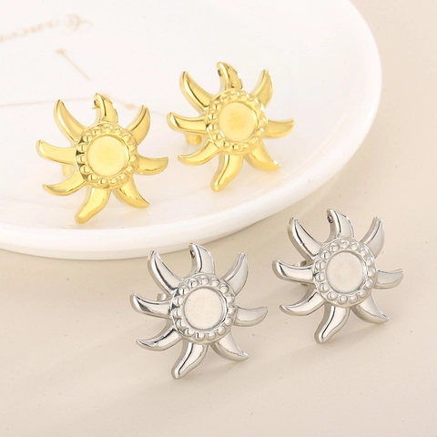 Pendientes De Botón De Sol De Acero Inoxidable Forma De Sol Accesorio Para Crear Joyas DIY Para Mujer Moda Minimalista