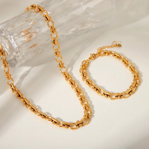 Collana E Bracciale In Acciaio Inossidabile Con Maglia A U Gioielli In Stile Industriale Per Donna
