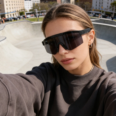 Sports Cycling Sunglasses Polarized UV400 Windproof Goggles Oversized Shield PC Frame Outdoor Riding Racing Eyewear