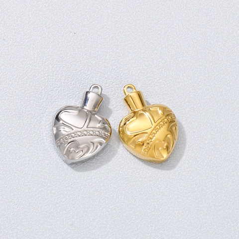 Heart Locket Pendant Stainless Steel Engraved Memorial Cremation Urn Souvenir DIY Jewelry Finding Charm