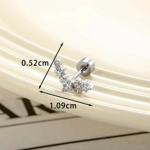 Micro Paved Zirconia Star Snowflake Cartilage Stud Earring Titanium Steel Copper Flat Back Screw Piercing Jewelry For Women