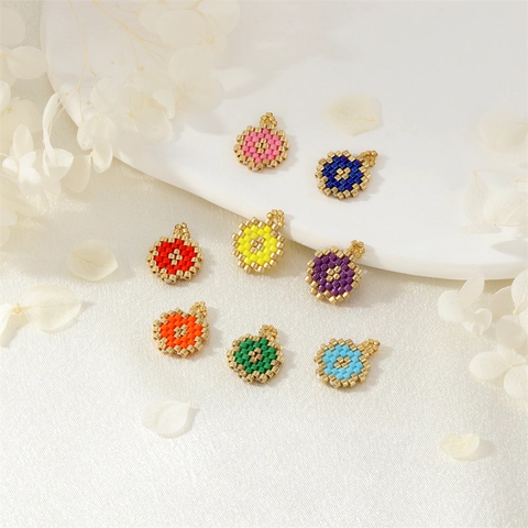 Handmade Woven Glass Seed Bead Star Geometric Charms DIY Jewelry Making Pendants Colorful Minimalist Aesthetic Accessories