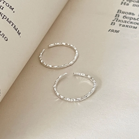 S925 Sterlingsilber Folientextur Offener Ring Für Damen Minimalistisch Verstellbarer Gehämmerter Stapelring Koreanischer Stil Schmuck