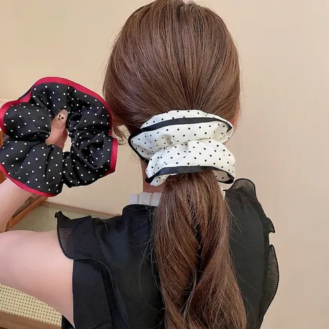 Chouchous À Nœud En Satin À Pois Et Grandes Pinces À Cheveux Accessoires De Coiffure Élégants De Style Français