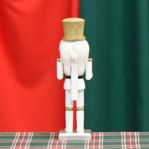 Nussknacker Soldat Holz Weiß Gold Glitzer Trommler Figur Europäisch Weihnachten Schreibtisch Ornament Festliches Geschenk