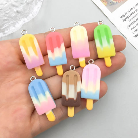 Resin Popsicle Ice Cream Charms Gradient Cartoon DIY Jewelry Making Pendants For Earrings Necklaces Keychains Kawaii Style