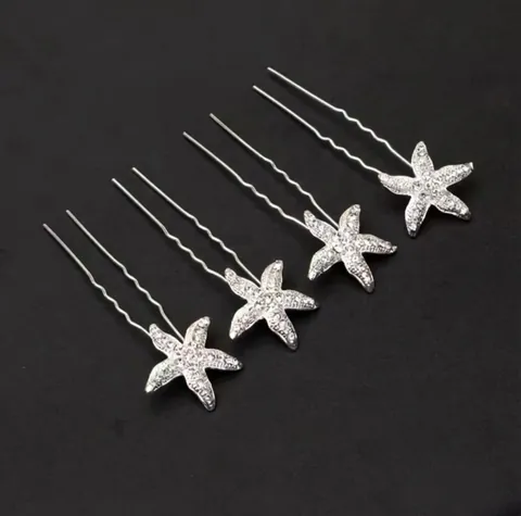 Zeester U-Vorm Haarstok Legering Strass Haarkvork Minimalistisch Oceaan Thema Knot Haarpeld Voor Vrouwen Elegant Hoofdstuk