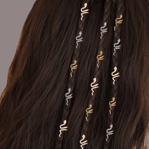 Snake Shape Braid Hair Clips Vintage Alloy Dreadlock Rings Spiral Hair Accessories For Women DIY Styling Jewelry Punk