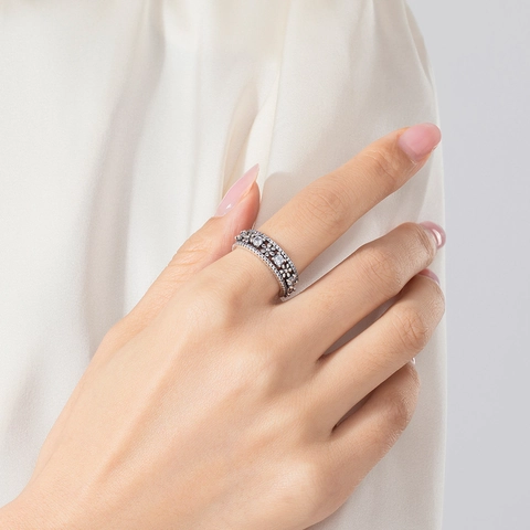 Daisy Ring 925 Sterling Silber Zirkonia Eingelegt Hohl Vintage Stil Schmuck Für Frauen Elegantes Party Accessoire