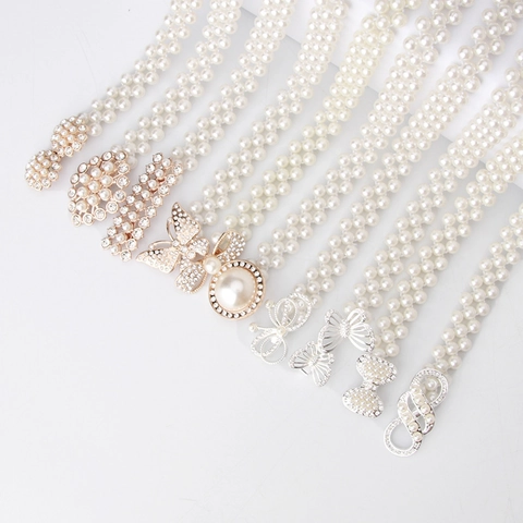 Catena Da Vita In Künstliche Perle Da Donna Cintura Decorativa Con Strass Elastica Multistrato Imitazione Perla Artificial Per Abito Moda