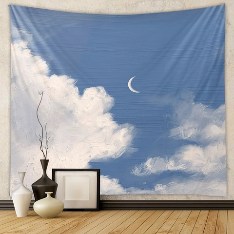 Artistic Landscape Wall Tapestry Polyester Soft Fabric Oil Painting Style Aesthetic Hanging Decoration For Home Decor