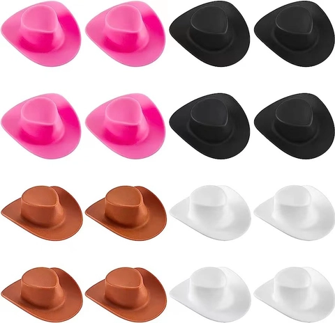Mini Cappello Da Cowboy Plastica Miniatura Western Space Cowgirl Disco Cappelli Per Animali Festa Bambole DIY