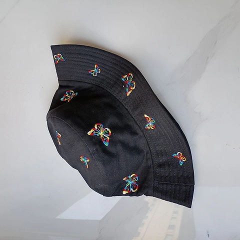 Butterfly Embroidery Double Sided Bucket Hat For Men Women Cotton Sunscreen Sunshade Summer Fashion Fisherman Basin Hat