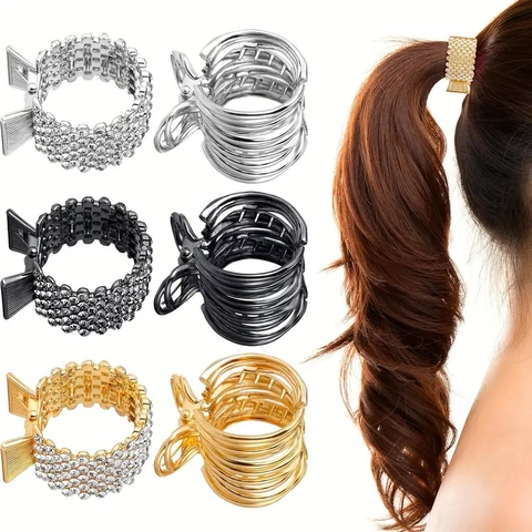 Pinza Para Pelo Coleta Alta Metal Diamantes De Imitación Garra Tiburón Fija Elegante Accesorios Para El Cabello Mujer