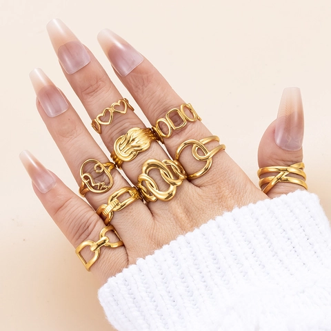 Anelli Regolabili In Oro Acciaio Inossidabile Cuore Geometrico Nodo Minimalista Lusso Gioielli Da Dito Donna