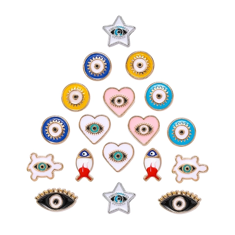 Evil Eye Alloy Enamel Beads DIY Jewelry Making Charms For Necklace Bracelet Star Heart Shape Crafting Accessories