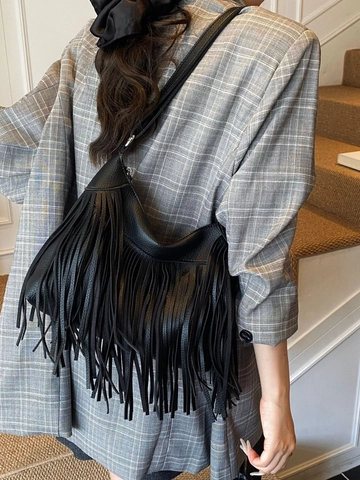Sac À Épaule À Franges Pour Femmes Bohème Vintage Tassel Sac Bandoulière Cuir PU Grande Capacité Bandoulière Réglable