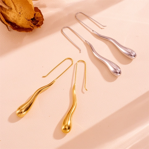 Orecchini Pendenti A Goccia D'acqua Acciaio Al Titanio Cuore Quadrato Geometrico Retro Elegante Gioielli Per Donne