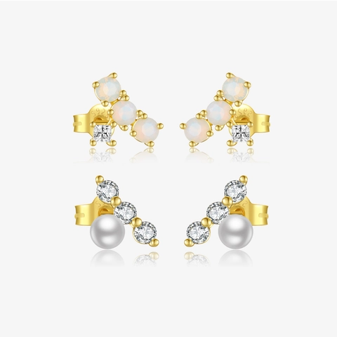 Vintage 925 Sterlingsilber Ohrstecker Für Damen Vergoldet Künstliche Perlen Strass Minimalistischer Schmuck Geschenk