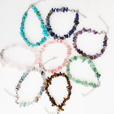 Pulsera De Chips De Piedra Natural Irregular Cadena De Extensión De Aleación Ajustable Para Mujer Joyería Boho Hecha A Mano