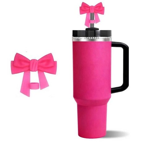 Silicone Straw Topper Bowknot Dust Proof Cap Reusable Straw Cover For Tumbler Decorative Drinking Accessory