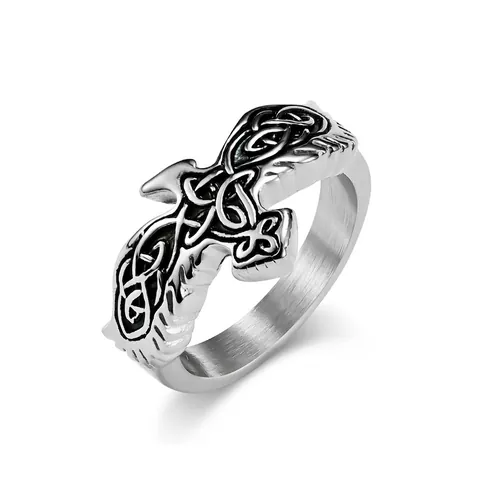 Stainless Steel Eagle Ring Retro Nordic Viking Celtic Knot Bird Punk Gothic Jewelry For Men Women