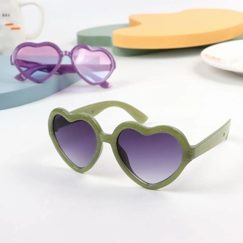 Lunettes De Soleil Enfants En Forme De Coeur Monture PC Pailletée Protection UV400 Verres Dégradés Mode Fête