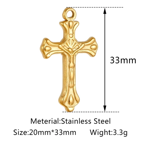Pendentif Croix Crucifix Acier Inoxydable 304 Relief Jésus Charme Religieux Pour Fabrication Bijoux DIY Style Hip Hop Rétro