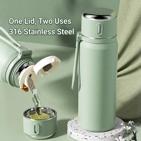 Smart LED Temperature Display 316 Stainless Steel Vacuum Flask With Cup Lid Tea Infuser Portable Leak Proof Bottle