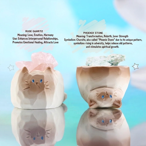 Adornos Caja Sorpresa Gato Animal Resina Cristales Naturales Figuritas Estilo Curativo Decoración Escritorio Hogar Oficina