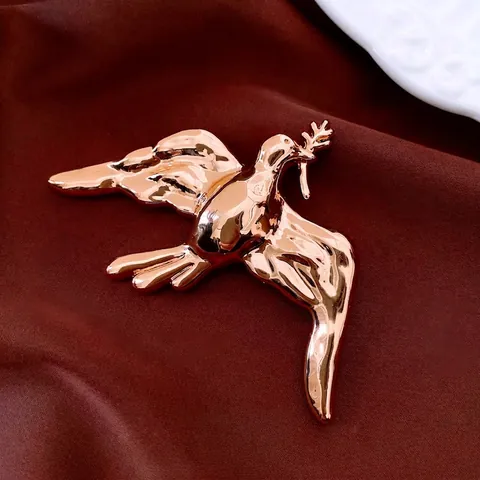Broche Colombe De La Paix En Alliage Poli Miroir Épingle Oiseau Pour Costume Robe Bijoux Minimalistes Mode Accessoires Femmes