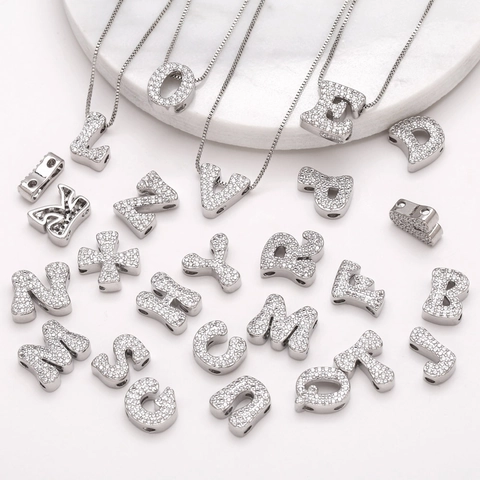 Zirkonia Eingelegt Englisch Buchstabe Anhänger Halskette Für Damen Kupfer Galvanisierte Box-Kette Alphabet Initial Schmuck Geschenk