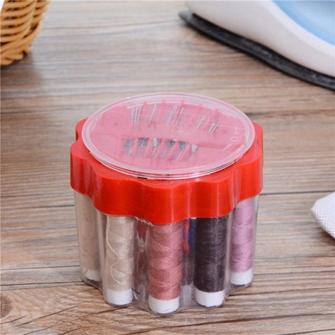 Kit da Cucito Portatile in Plastica ABS Filo di Poliestere Multicolore Aghi in Acciaio Inossidabile per Strumenti