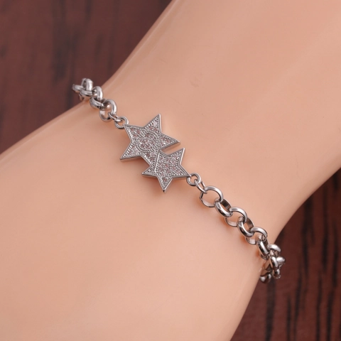 Stainless Steel Chain With Copper Cubic Zirconia Crown Star Pendants Adjustable Elegant Jewelry For Women